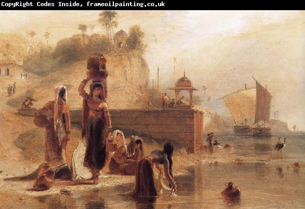William Daniell Women Fetching Water from the River Ganges near Kara